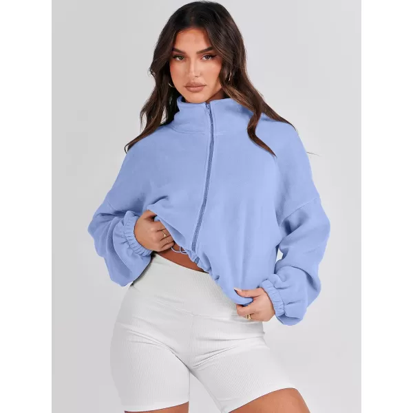 imageANRABESS Womens Full Zip Cropped Fleece Sherpa Jackets Oversized Long Sleeve Workout 2023 Fall Winter Coats OutwearSky Blue