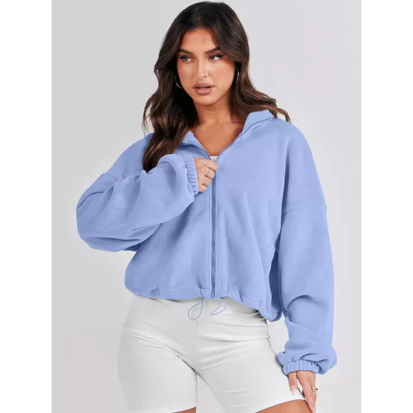 imageANRABESS Womens Full Zip Cropped Fleece Sherpa Jackets Oversized Long Sleeve Workout 2023 Fall Winter Coats OutwearSky Blue