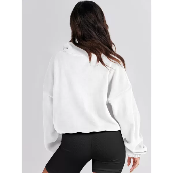 imageANRABESS Womens Full Zip Cropped Fleece Sherpa Jackets Oversized Long Sleeve Workout 2023 Fall Winter Coats OutwearWhite