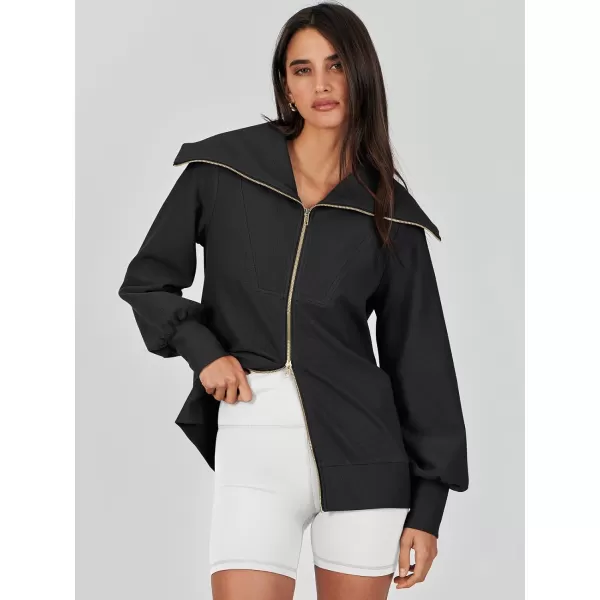 imageANRABESS Womens Full Zip Up Hoodie Sweatshirt 2023 Winter Casual Long Sleeve Sweaters Jackets Fall Warm Trendy ClothesBlack