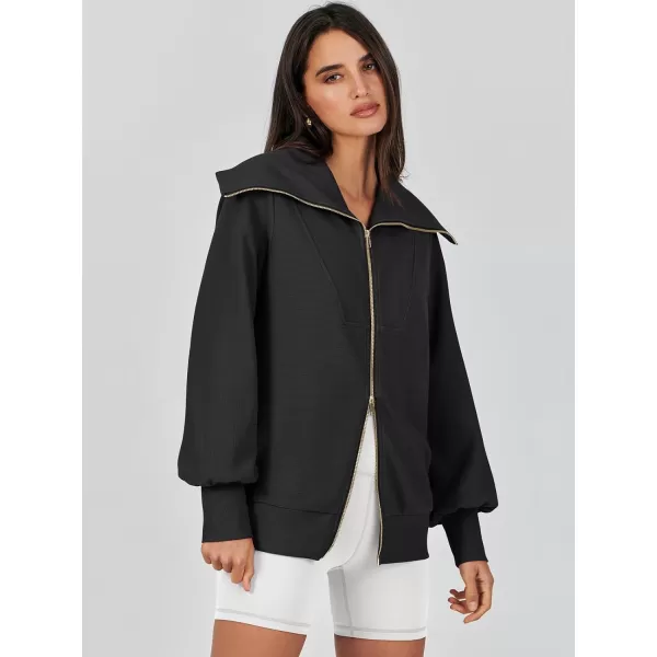 imageANRABESS Womens Full Zip Up Hoodie Sweatshirt 2023 Winter Casual Long Sleeve Sweaters Jackets Fall Warm Trendy ClothesBlack
