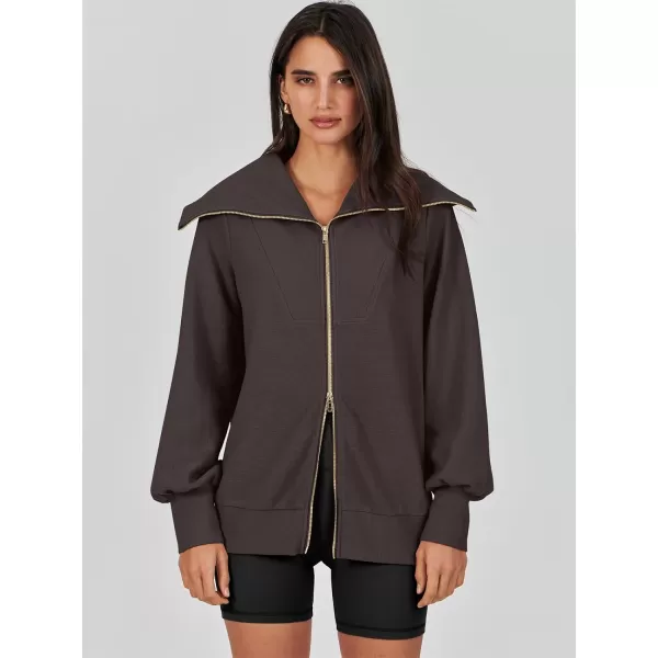 imageANRABESS Womens Full Zip Up Hoodie Sweatshirt 2023 Winter Casual Long Sleeve Sweaters Jackets Fall Warm Trendy ClothesBrown