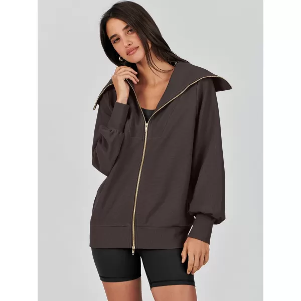 imageANRABESS Womens Full Zip Up Hoodie Sweatshirt 2023 Winter Casual Long Sleeve Sweaters Jackets Fall Warm Trendy ClothesBrown