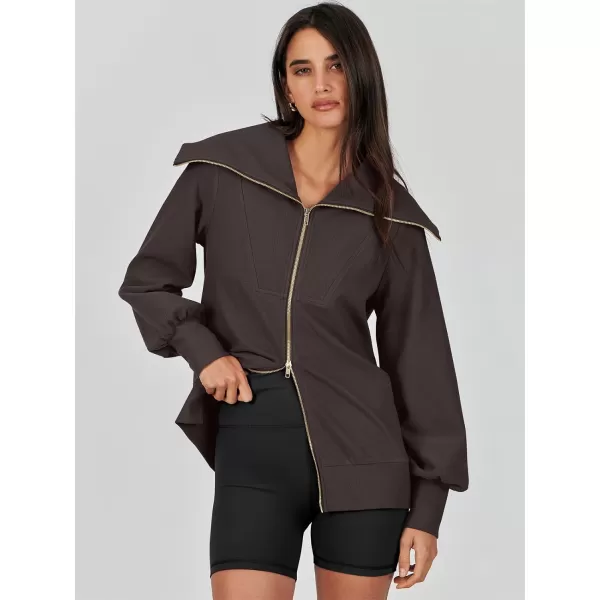 imageANRABESS Womens Full Zip Up Hoodie Sweatshirt 2023 Winter Casual Long Sleeve Sweaters Jackets Fall Warm Trendy ClothesBrown