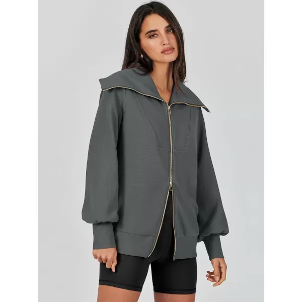imageANRABESS Womens Full Zip Up Hoodie Sweatshirt 2023 Winter Casual Long Sleeve Sweaters Jackets Fall Warm Trendy ClothesDark Grey