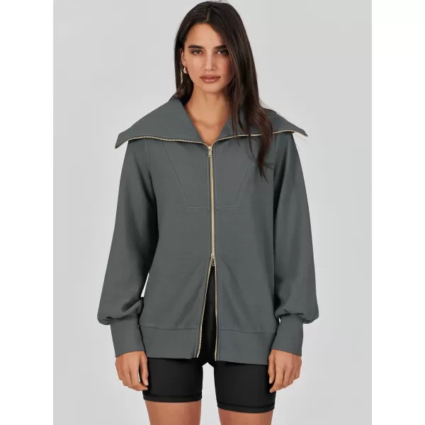 imageANRABESS Womens Full Zip Up Hoodie Sweatshirt 2023 Winter Casual Long Sleeve Sweaters Jackets Fall Warm Trendy ClothesDark Grey