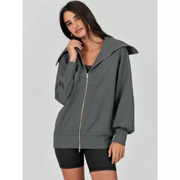 imageANRABESS Womens Full Zip Up Hoodie Sweatshirt 2023 Winter Casual Long Sleeve Sweaters Jackets Fall Warm Trendy ClothesDark Grey