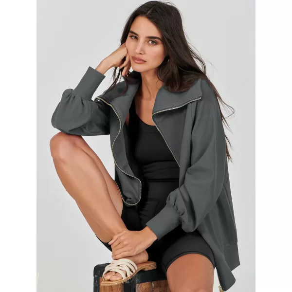 imageANRABESS Womens Full Zip Up Hoodie Sweatshirt 2023 Winter Casual Long Sleeve Sweaters Jackets Fall Warm Trendy ClothesDark Grey