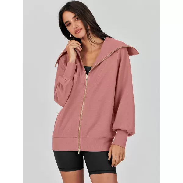 imageANRABESS Womens Full Zip Up Hoodie Sweatshirt 2023 Winter Casual Long Sleeve Sweaters Jackets Fall Warm Trendy ClothesDark Pink