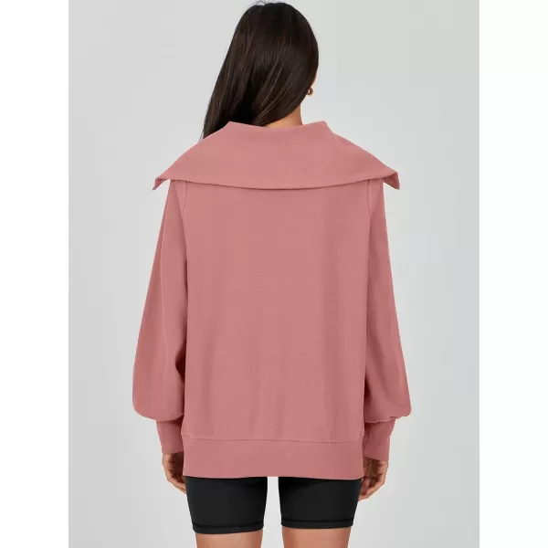 imageANRABESS Womens Full Zip Up Hoodie Sweatshirt 2023 Winter Casual Long Sleeve Sweaters Jackets Fall Warm Trendy ClothesDark Pink