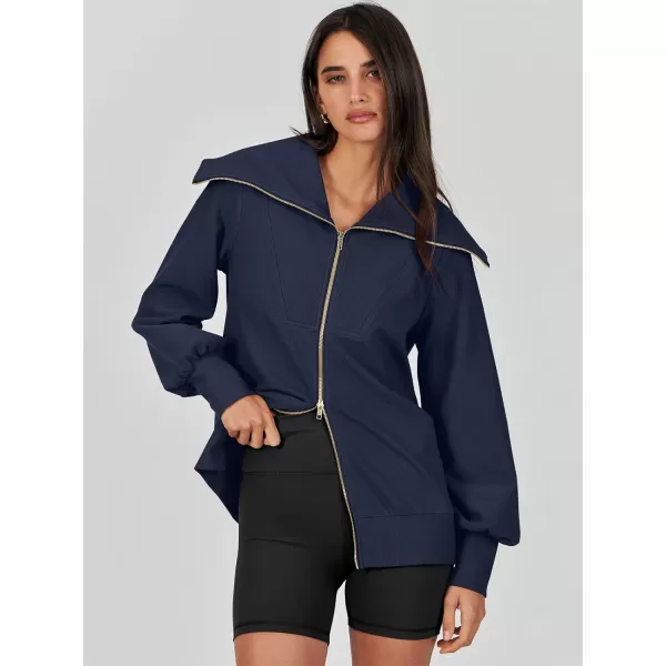 imageANRABESS Womens Full Zip Up Hoodie Sweatshirt 2023 Winter Casual Long Sleeve Sweaters Jackets Fall Warm Trendy ClothesNavy Blue
