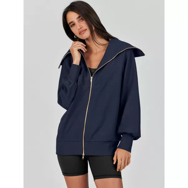 imageANRABESS Womens Full Zip Up Hoodie Sweatshirt 2023 Winter Casual Long Sleeve Sweaters Jackets Fall Warm Trendy ClothesNavy Blue