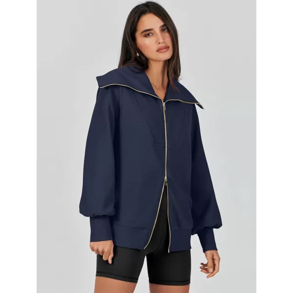 imageANRABESS Womens Full Zip Up Hoodie Sweatshirt 2023 Winter Casual Long Sleeve Sweaters Jackets Fall Warm Trendy ClothesNavy Blue