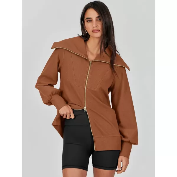 imageANRABESS Womens Full Zip Up Hoodie Sweatshirt 2023 Winter Casual Long Sleeve Sweaters Jackets Fall Warm Trendy ClothesRust