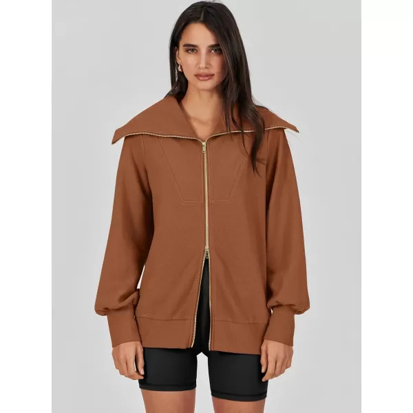 imageANRABESS Womens Full Zip Up Hoodie Sweatshirt 2023 Winter Casual Long Sleeve Sweaters Jackets Fall Warm Trendy ClothesRust