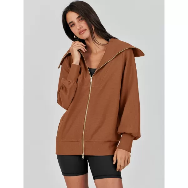 imageANRABESS Womens Full Zip Up Hoodie Sweatshirt 2023 Winter Casual Long Sleeve Sweaters Jackets Fall Warm Trendy ClothesRust