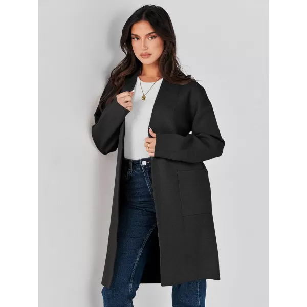 imageANRABESS Womens Fuzzy Cardigan Open Front Long Sleeve Oversized Button Fleece Sweaters Jacket 2023 Trendy CoatBlack