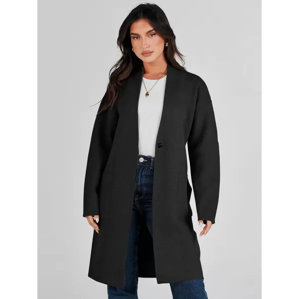 imageANRABESS Womens Fuzzy Cardigan Open Front Long Sleeve Oversized Button Fleece Sweaters Jacket 2023 Trendy CoatBlack