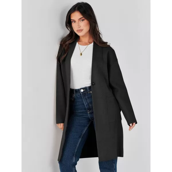 imageANRABESS Womens Fuzzy Cardigan Open Front Long Sleeve Oversized Button Fleece Sweaters Jacket 2023 Trendy CoatBlack