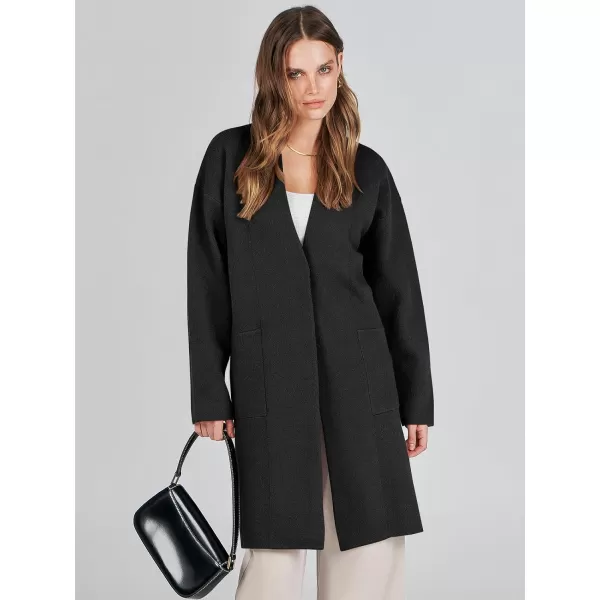 imageANRABESS Womens Fuzzy Cardigan Open Front Long Sleeve Oversized Button Fleece Sweaters Jacket 2023 Trendy CoatBlack