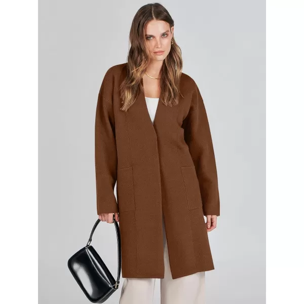 imageANRABESS Womens Fuzzy Cardigan Open Front Long Sleeve Oversized Button Fleece Sweaters Jacket 2023 Trendy CoatCaramel