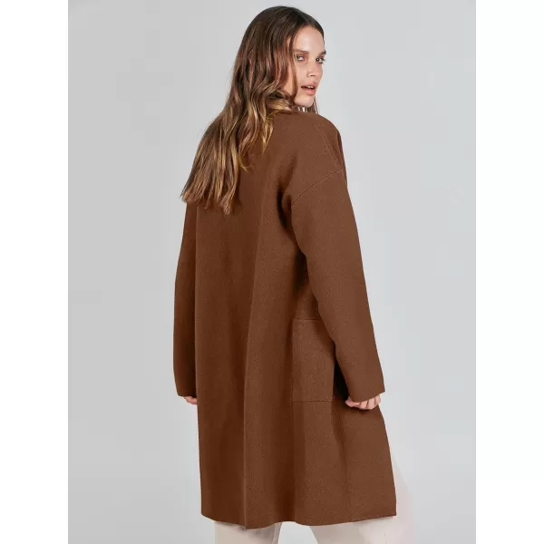 imageANRABESS Womens Fuzzy Cardigan Open Front Long Sleeve Oversized Button Fleece Sweaters Jacket 2023 Trendy CoatCaramel