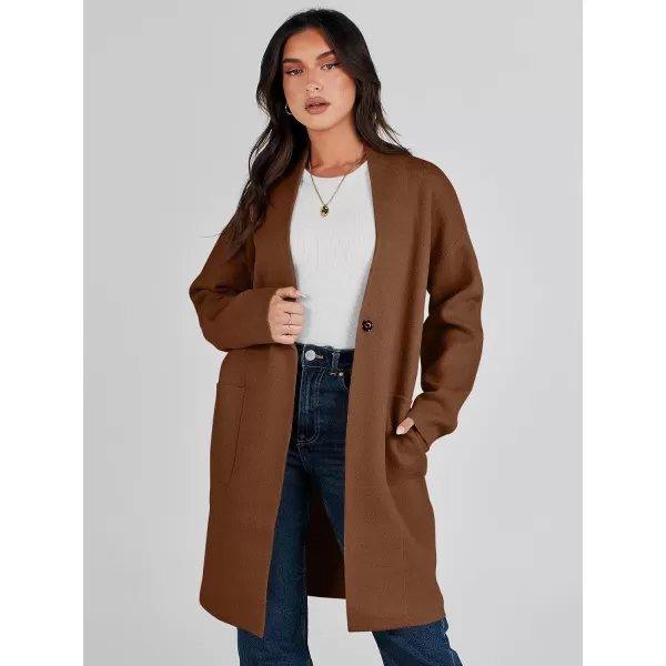 imageANRABESS Womens Fuzzy Cardigan Open Front Long Sleeve Oversized Button Fleece Sweaters Jacket 2023 Trendy CoatCaramel
