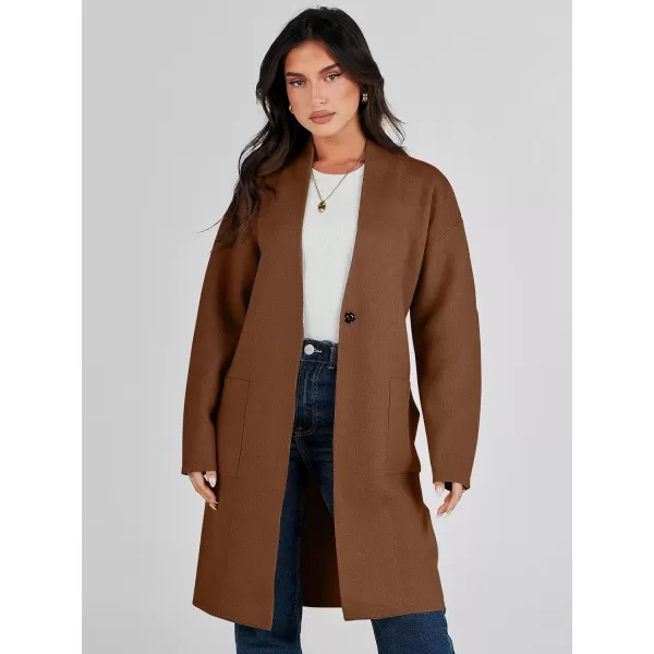 imageANRABESS Womens Fuzzy Cardigan Open Front Long Sleeve Oversized Button Fleece Sweaters Jacket 2023 Trendy CoatCaramel