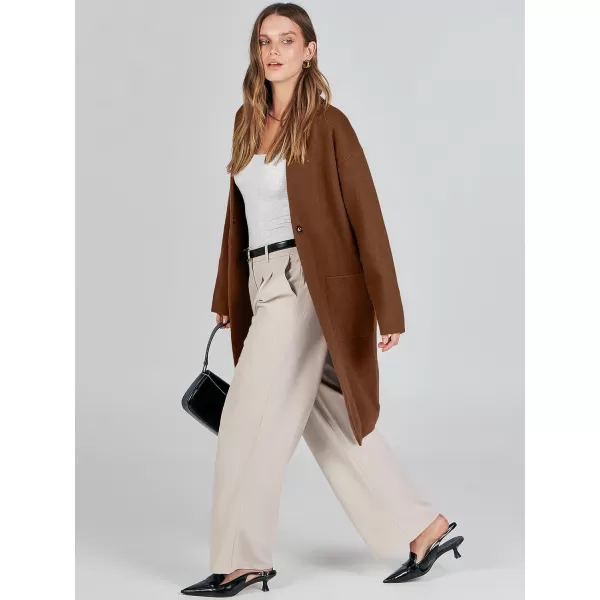 imageANRABESS Womens Fuzzy Cardigan Open Front Long Sleeve Oversized Button Fleece Sweaters Jacket 2023 Trendy CoatCaramel