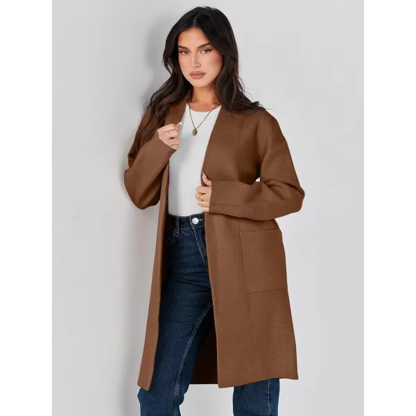 imageANRABESS Womens Fuzzy Cardigan Open Front Long Sleeve Oversized Button Fleece Sweaters Jacket 2023 Trendy CoatCaramel