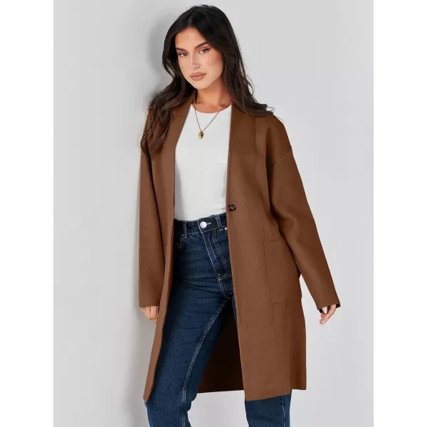 imageANRABESS Womens Fuzzy Cardigan Open Front Long Sleeve Oversized Button Fleece Sweaters Jacket 2023 Trendy CoatCaramel