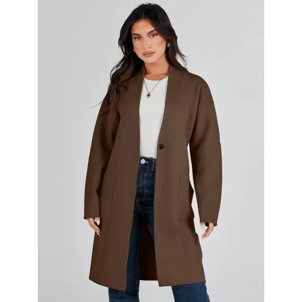 imageANRABESS Womens Fuzzy Cardigan Open Front Long Sleeve Oversized Button Fleece Sweaters Jacket 2023 Trendy CoatCoffee