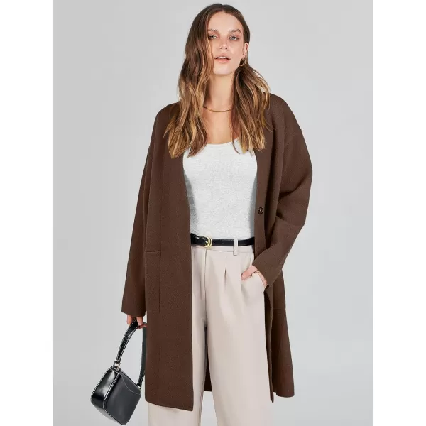 imageANRABESS Womens Fuzzy Cardigan Open Front Long Sleeve Oversized Button Fleece Sweaters Jacket 2023 Trendy CoatCoffee