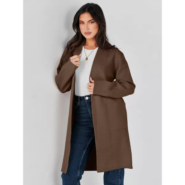 imageANRABESS Womens Fuzzy Cardigan Open Front Long Sleeve Oversized Button Fleece Sweaters Jacket 2023 Trendy CoatCoffee