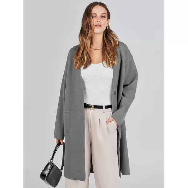 imageANRABESS Womens Fuzzy Cardigan Open Front Long Sleeve Oversized Button Fleece Sweaters Jacket 2023 Trendy CoatDark Gray
