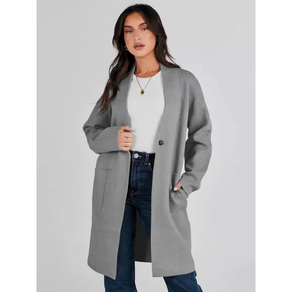 imageANRABESS Womens Fuzzy Cardigan Open Front Long Sleeve Oversized Button Fleece Sweaters Jacket 2023 Trendy CoatDark Gray