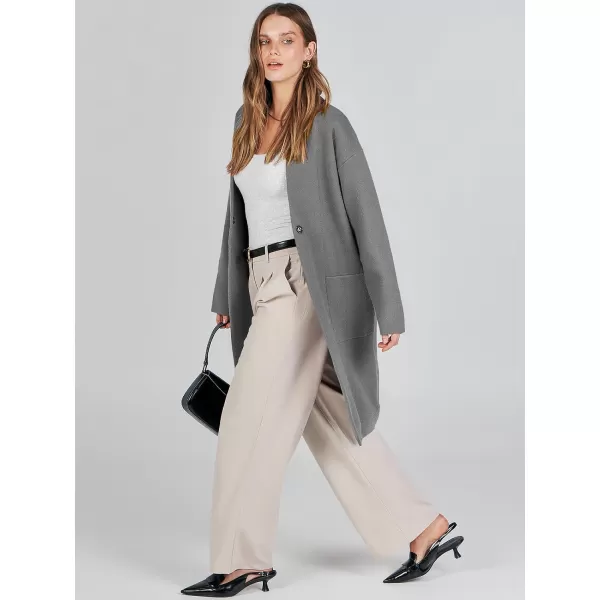 imageANRABESS Womens Fuzzy Cardigan Open Front Long Sleeve Oversized Button Fleece Sweaters Jacket 2023 Trendy CoatDark Gray