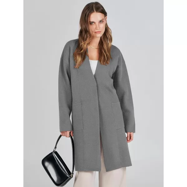 imageANRABESS Womens Fuzzy Cardigan Open Front Long Sleeve Oversized Button Fleece Sweaters Jacket 2023 Trendy CoatDark Gray