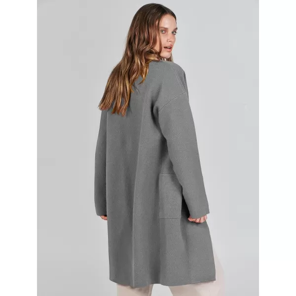 imageANRABESS Womens Fuzzy Cardigan Open Front Long Sleeve Oversized Button Fleece Sweaters Jacket 2023 Trendy CoatDark Gray