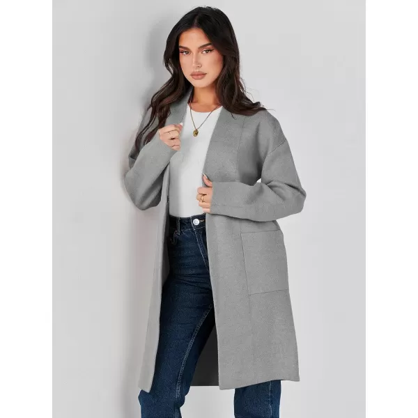 imageANRABESS Womens Fuzzy Cardigan Open Front Long Sleeve Oversized Button Fleece Sweaters Jacket 2023 Trendy CoatDark Gray