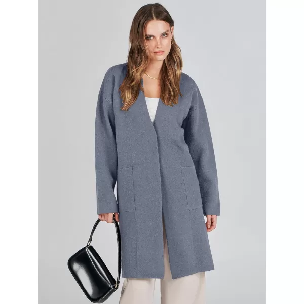 imageANRABESS Womens Fuzzy Cardigan Open Front Long Sleeve Oversized Button Fleece Sweaters Jacket 2023 Trendy CoatGrey Blue