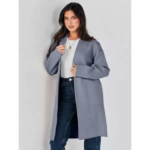 imageANRABESS Womens Fuzzy Cardigan Open Front Long Sleeve Oversized Button Fleece Sweaters Jacket 2023 Trendy CoatGrey Blue