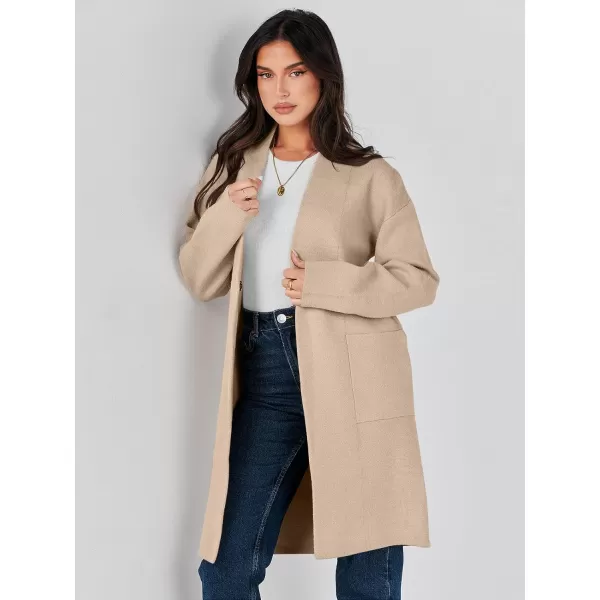imageANRABESS Womens Fuzzy Cardigan Open Front Long Sleeve Oversized Button Fleece Sweaters Jacket 2023 Trendy CoatKhaki