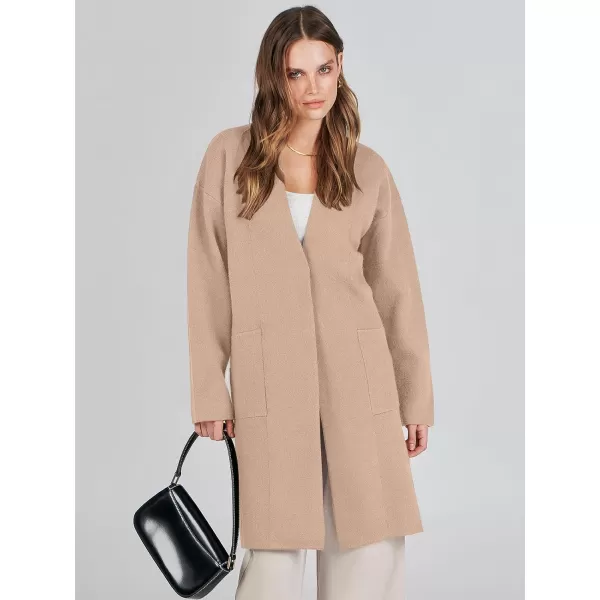 imageANRABESS Womens Fuzzy Cardigan Open Front Long Sleeve Oversized Button Fleece Sweaters Jacket 2023 Trendy CoatPink Khaki