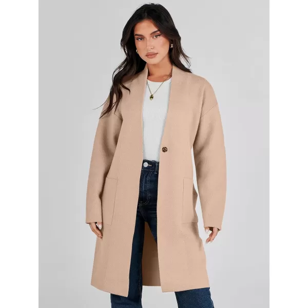 imageANRABESS Womens Fuzzy Cardigan Open Front Long Sleeve Oversized Button Fleece Sweaters Jacket 2023 Trendy CoatPink Khaki