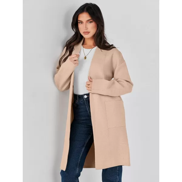 imageANRABESS Womens Fuzzy Cardigan Open Front Long Sleeve Oversized Button Fleece Sweaters Jacket 2023 Trendy CoatPink Khaki