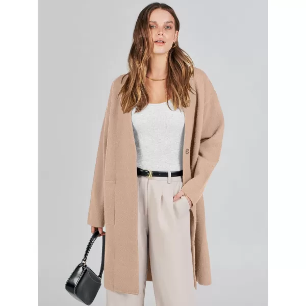 imageANRABESS Womens Fuzzy Cardigan Open Front Long Sleeve Oversized Button Fleece Sweaters Jacket 2023 Trendy CoatPink Khaki