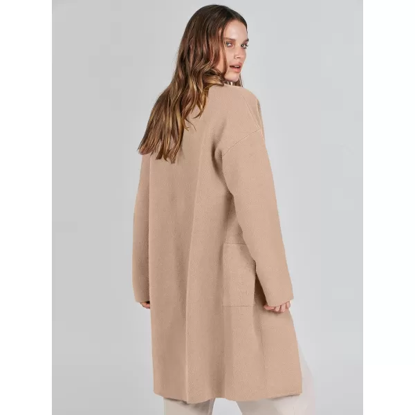 imageANRABESS Womens Fuzzy Cardigan Open Front Long Sleeve Oversized Button Fleece Sweaters Jacket 2023 Trendy CoatPink Khaki