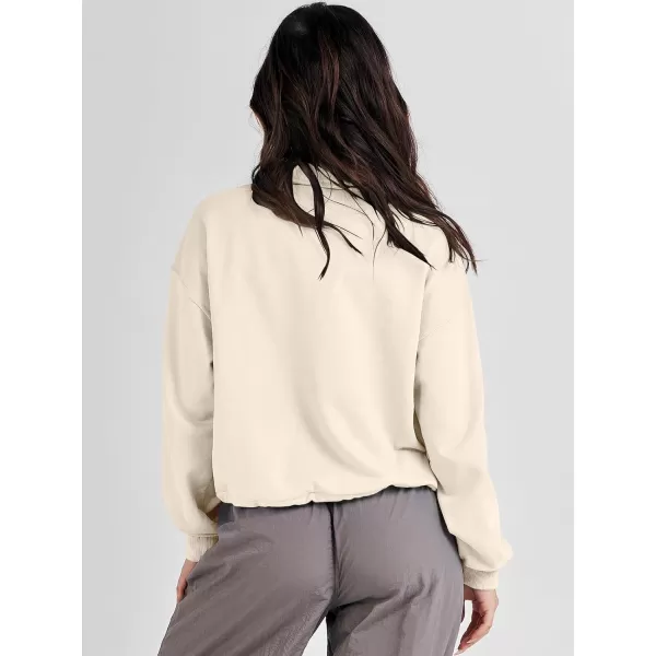 imageANRABESS Womens Half Zip Crop Sweatshirt Workout Hoodie High Neck Long Sleeve Athletic ClothesApricot