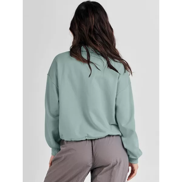 imageANRABESS Womens Half Zip Crop Sweatshirt Workout Hoodie High Neck Long Sleeve Athletic ClothesLight Green